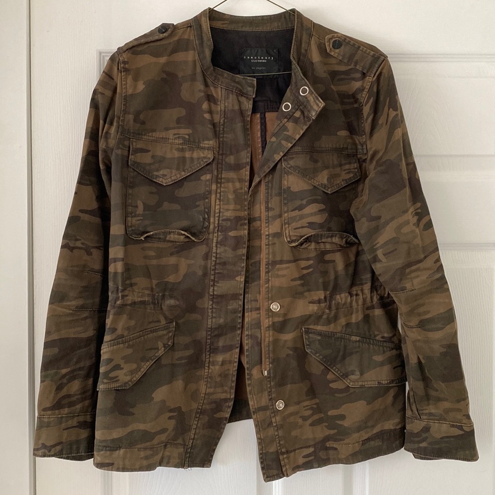 Sanctuary camouflage cinch waist jacket